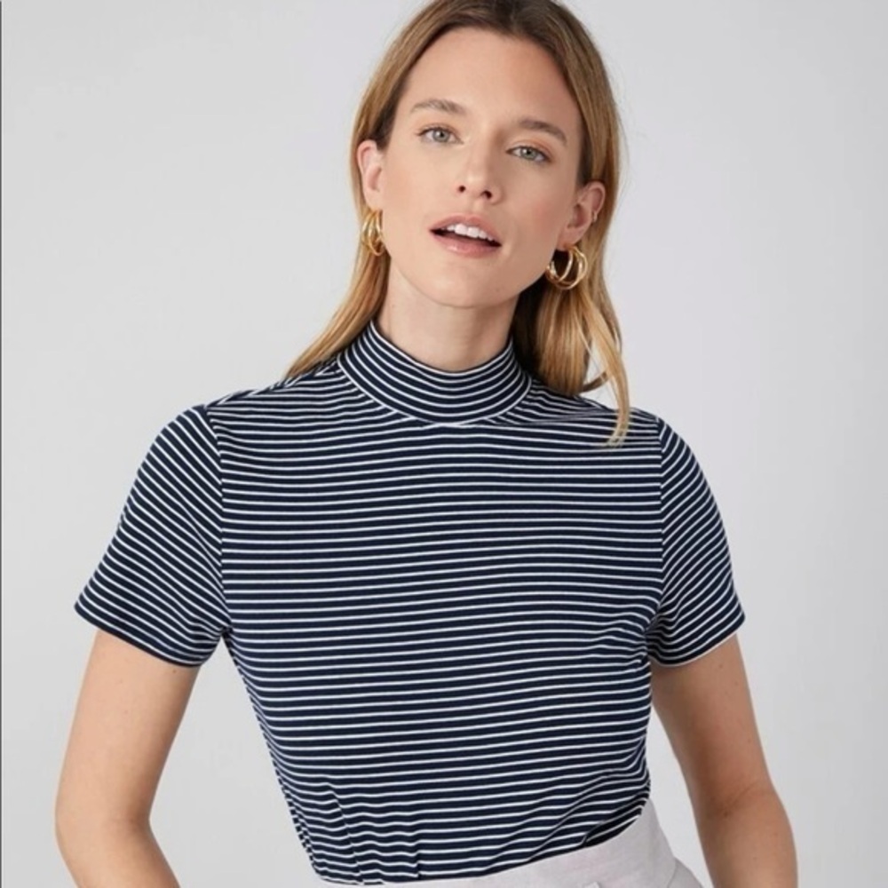 Mock Neck Striped Top